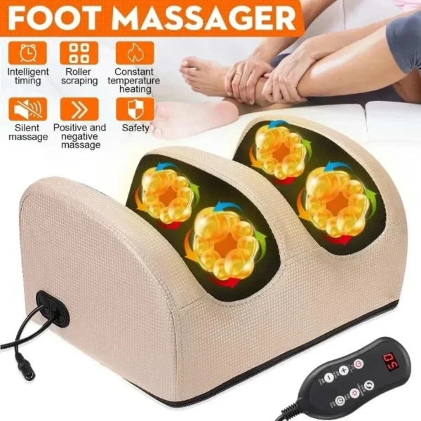 Ad77aad13d9a341db908331594ea46b10E.webp Remote Control Electric Foot Massager Blood Circulation Hot Compression Shiatsu Kneading Roller Full Body Massage Relax Machine