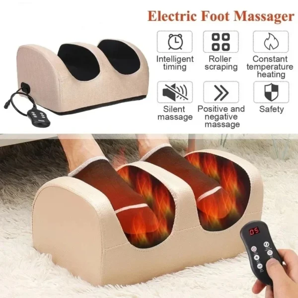 S1a4ac04f5b2b441580af501b31719666C.webp Remote Control Electric Foot Massager Blood Circulation Hot Compression Shiatsu Kneading Roller Full Body Massage Relax Machine