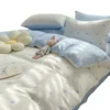 S246789a660c14e1f8be9846b840e8a89x.webp Ins Blue Love Heart Bedding Set Soft Bed Flat Sheet Pillowcase Women Girls Duvet Cover Twin Full Queen Size Home Textiles
