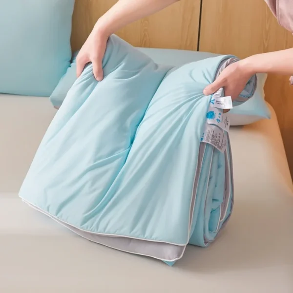 1pc Cooling Summer Quilt,Blue Grey AB Side Cool Feeling Comforter.Smooth,Skin-friendly Blanket Home Kids Adult Bedding 150*200cm