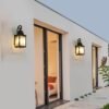 01364b0e-3115-458d-aad2-4cb956852e6a.jpg Large Outdoor Wall Light with Clear Glass – Matte Black Aluminum, Supports Multiple Bulbs, Hardwired Installation (1-Pack)