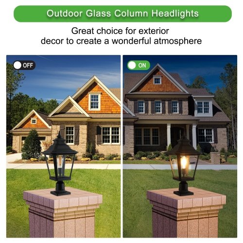1856999007944183808.jpg Outdoor Glass Pillar Headlights Support Many Types Of Bulbs-2 Packs Unavailable Platforms- Temu