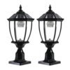 1924724835578286080.jpg Black Solar Powered LED Outdoor Lantern, Vintage Garden Light With Elegant Glass Design For Pathways, Yards, And Patios 2-Pack
