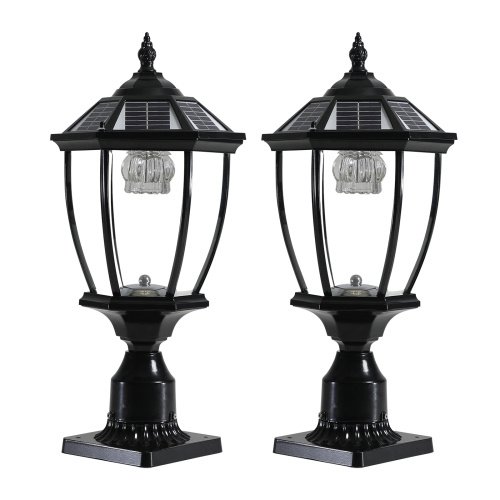 1924724835578286080.jpg Black Solar Powered LED Outdoor Lantern, Vintage Garden Light With Elegant Glass Design For Pathways, Yards, And Patios 2-Pack