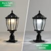 1d7741f2-462d-4501-8efd-f2a8621b0ac8.jpg Black Solar Powered LED Outdoor Lantern, Vintage Garden Light With Elegant Glass Design For Pathways, Yards, And Patios 2-Pack