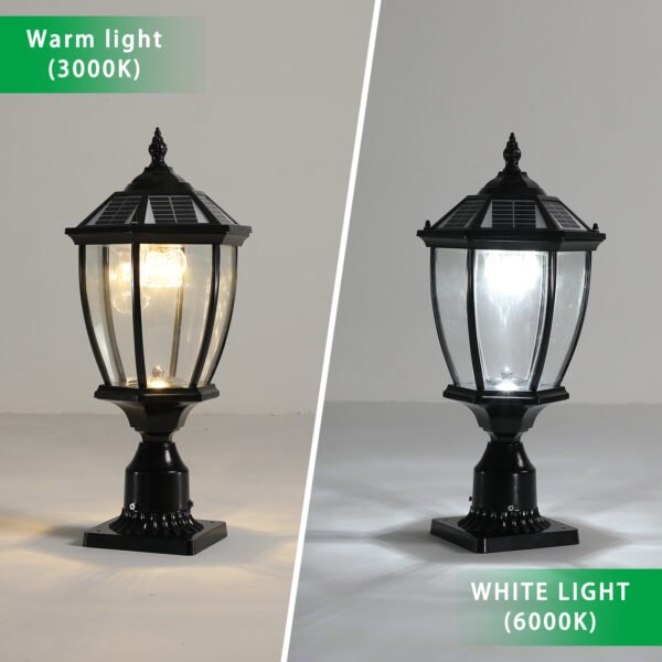 1d7741f2-462d-4501-8efd-f2a8621b0ac8.jpg Black Solar Powered LED Outdoor Lantern, Vintage Garden Light With Elegant Glass Design For Pathways, Yards, And Patios 2-Pack