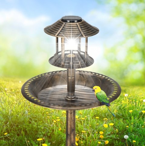 23b7d010-a3ff-4254-9762-994f3c49a89b.jpg Bronze, With Solar Light, Bird Bath 51x51x106cm Plastic Round