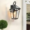 2986ba76-fce3-4ff7-9201-ea739b8d59f3.jpg 211-Pack Outdoor Wall Lantern Light Modern Black Metal & Clear Glass Sconce For Porch, Patio, And Garden Lighting Bulb Not Included