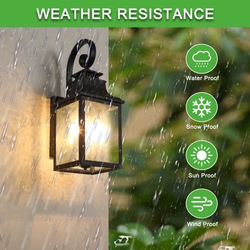 37dc4dc3-fdd3-46ed-804e-ed929b083b2f.jpg Large Outdoor Wall Light with Clear Glass – Matte Black Aluminum, Supports Multiple Bulbs, Hardwired Installation (1-Pack)