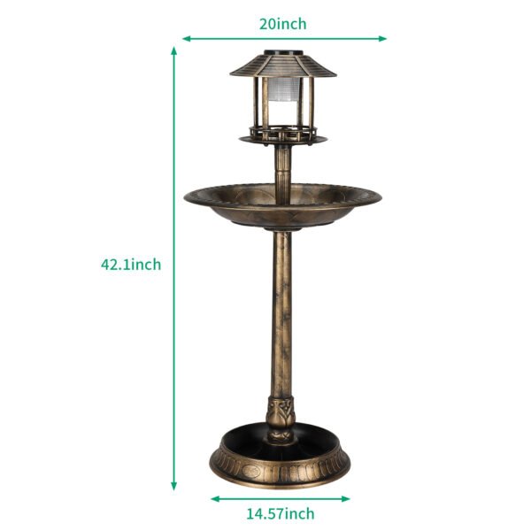 406f3da8-f4e7-4a9d-a8de-bc22f8b7d836.jpg Bronze, With Solar Light, Bird Bath 51x51x106cm Plastic Round