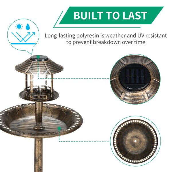 4bc5ed2a-7e8f-40e5-aa61-0a90b33007a4.jpg Bronze, With Solar Light, Bird Bath 51x51x106cm Plastic Round