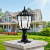 4db76dc5-7f19-48dd-b72d-d3a2ab3839e0.jpg Black Solar Powered LED Outdoor Lantern, Vintage Garden Light With Elegant Glass Design For Pathways, Yards, And Patios 2-Pack