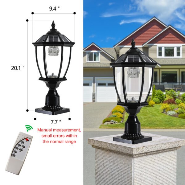 83f5af9a-30f8-4513-b7e5-0179e2a9ed15.jpg Black Solar Powered LED Outdoor Lantern, Vintage Garden Light With Elegant Glass Design For Pathways, Yards, And Patios 2-Pack