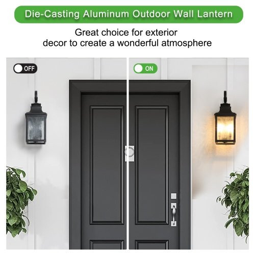 8b0ffee0-82ae-4823-a479-cdac027baa49.jpg Large Outdoor Wall Light with Clear Glass – Matte Black Aluminum, Supports Multiple Bulbs, Hardwired Installation (1-Pack)