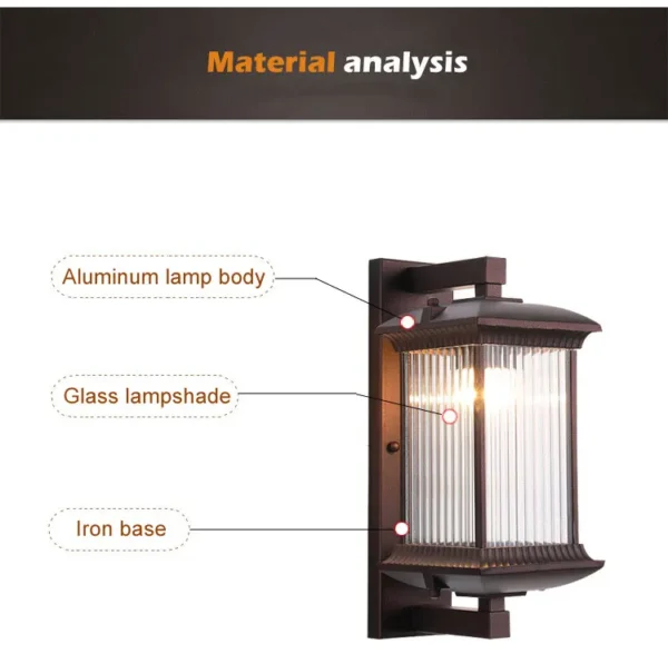 S0cc063a5537f47d3a3a513d38e65730ds.webp Outdoor Wall Lamp Metal Waterproof Outside Wall Lights AC90-260V Exterior Wall Lighting for Hotel Villa Big Porch Garden Gate