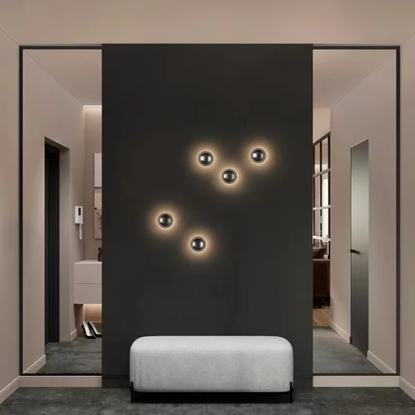 Nordic decorative gold circular wall lamp bedroom bedside living room dining room art minimalist wall mounted lamp
