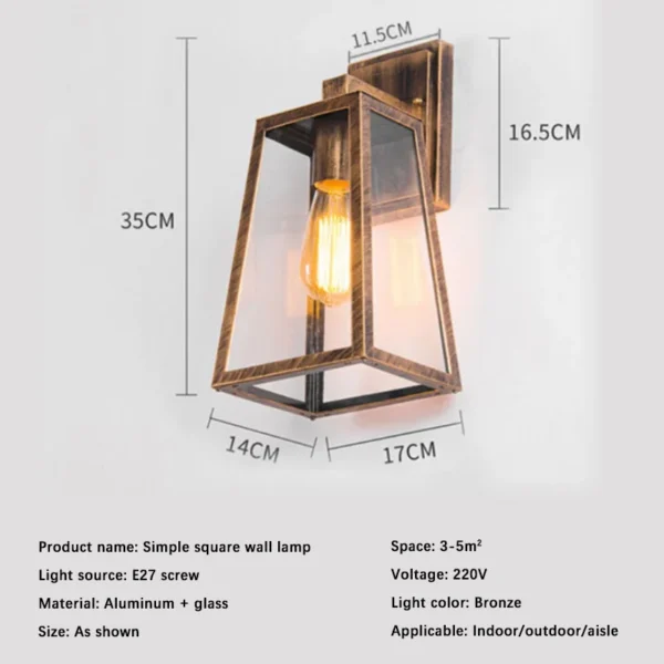Retro Outdoor Waterproof Wall Lamps Iron Art Lampshade Sconce Acrylic Corridor Wall Light E27 Screw Outdoor Wall Light