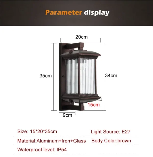 S8b13dfcd995a45c6860d1c6331503920T.webp Outdoor Wall Lamp Metal Waterproof Outside Wall Lights AC90-260V Exterior Wall Lighting for Hotel Villa Big Porch Garden Gate