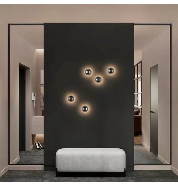 Nordic decorative gold circular wall lamp bedroom bedside living room dining room art minimalist wall mounted lamp