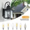 adeef718-f77c-4029-a0d3-7abf64e2f595.jpg Large Outdoor Wall Light with Clear Glass – Matte Black Aluminum, Supports Multiple Bulbs, Hardwired Installation (1-Pack)