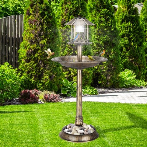 d548b927-28f0-42f1-b76e-3f17bc49afb7.jpg Bronze, With Solar Light, Bird Bath 51x51x106cm Plastic Round