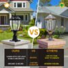 dfed7a0b-312d-44b6-a520-bfabfca54a72.jpg Black Solar Powered LED Outdoor Lantern, Vintage Garden Light With Elegant Glass Design For Pathways, Yards, And Patios 2-Pack